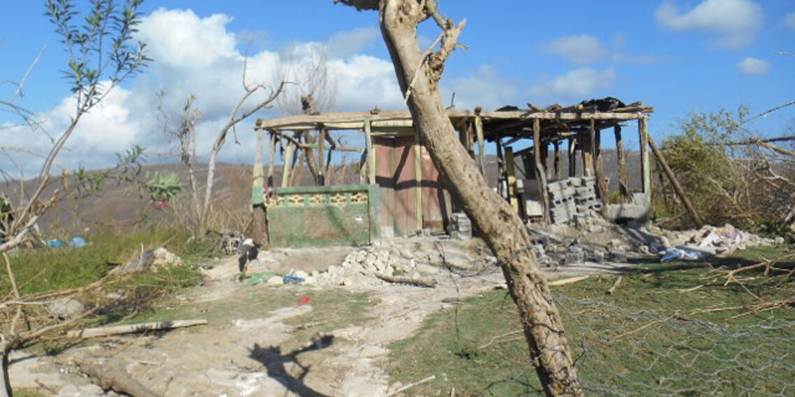 House with roof and walls down